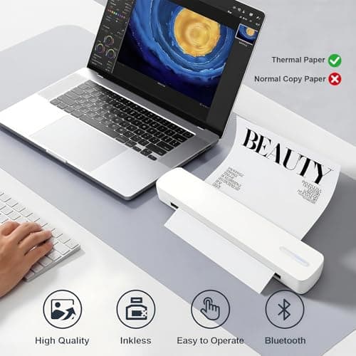 TAGZILO C80 Wireless Printer, Inkless Portable Printer for Travel, Supports A4 8.5 x 11 Inch Thermal Paper, Compatible with Phone & Laptop (White) - Thumbnail 4