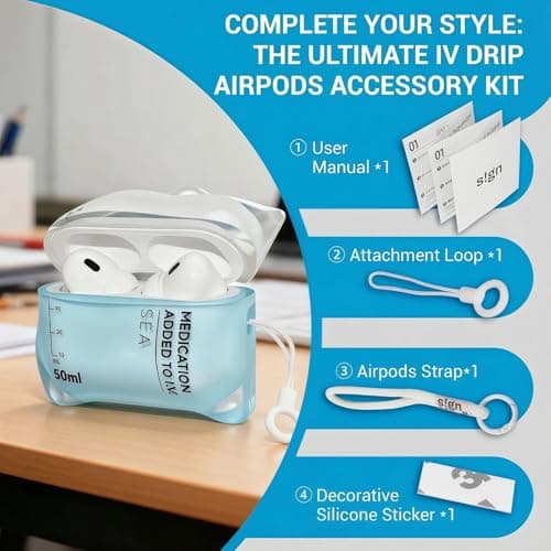 ZZTLHDS Music Drip Compatible AirPods Case, Compatible with AirPods Pro 1/2 and AirPods 4rd, Liquid Silicone Anti Fall Protective Cover with Lanyard (AirPods Pro 1/2-Blue) - Thumbnail 2