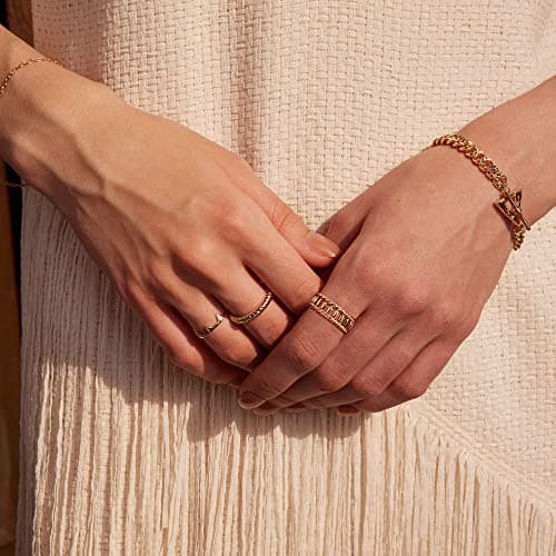 Valloey Rover Gold Rings for Women 14K Gold Filled Ring Dainty Eternity Band Minimalist Jewelry Gift for Women 6# - Thumbnail 2