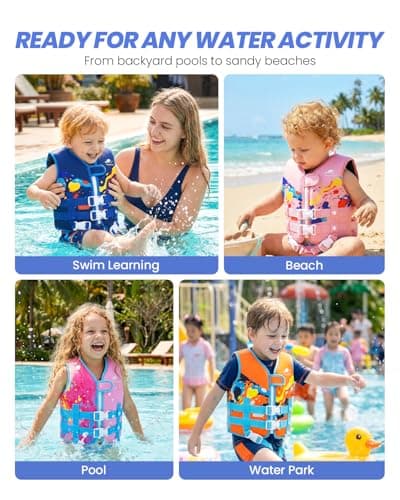 Gogokids Swim Vest for Toddler & Kid 1-2-3-4-5, Adjustable Buoyancy Swimming Vest for Kid Learn to Swim, Toddler Floaty with Removeable Floats and Dual Safety Straps Buoyancy Aid for Pool Beach Puddle - Thumbnail 4