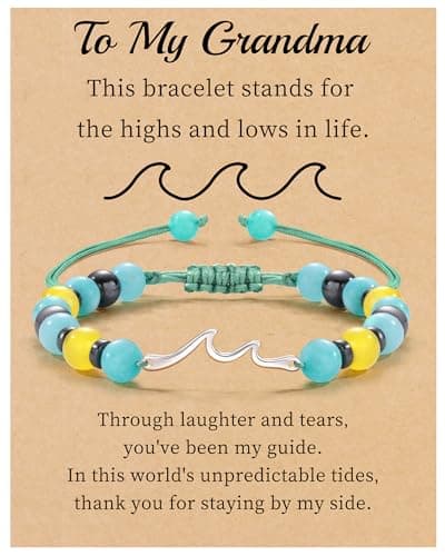 Sistble Mothers Day Gifts for Grandma, Wave Bracelets Grandma Christmas Gifts Jasper Bead Bracelet from Granddaughter Birthday Mothers Retirement Gift Jewelry for Grandmother - Image 1