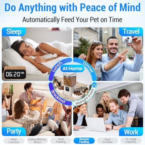 Frienhund Automatic Cat Feeders 2 Cat with Slow Feed: 7L Dual Automatic Dog Feeder with 5G WiFi, Double Auto cat Food Dispenser for Multiple Pets, Detachable for Easy Clean - 29 Cup (ACF190W-B) - Thumbnail 5