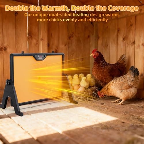 Smart Chick Brooder Heater Plate with Adjustable Temperature (86–167°F) & 0–12H Timer, Built-in Temperature Sensor, 12"x16" Dual-Sided Brooder Plate for Chicks, Remote Control & Adjustable Angle - Thumbnail 2