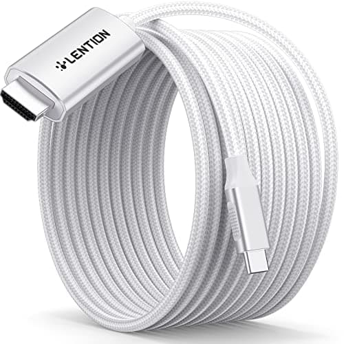 LENTION 10FT USB C to HDMI 2.0 Cable Cord 4K@60Hz,Thunderbolt 3/4 to HDMI Cable,USB-C Compatible 2025-2016 MacBook Pro 13/15/16,New iPad Pro/Mac Air/Surface, S8 to S23,iMac,Dell(CU707-3M,Sliver) - Image 1