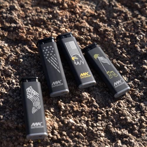 MK Lighter Outdoor Series Alpine Set 5-Pack Assorted Design Multipurpose Refillable, Windproof Flame, Slip Guard Candle & BBQ, Prepping & Camping Supplies, Survival Lighters (Freedom) - Thumbnail 6
