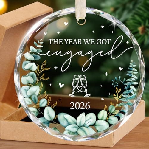 Engagement Gifts for Couples - Crystal Glass 2026 Engagement Ornament, Newly Engaged Gifts for Women, Her - Bride to Be Gift, Fiance Gifts - Engaged Christmas Party Decorations - Image 1