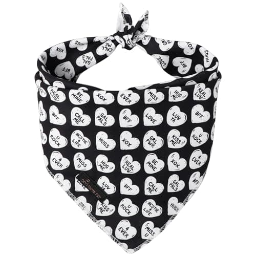ARING PET Valentine's Day Dog Bandana, Cute Black White Pet Bandanas Scarf Triangle Bibs Handkerchief for Puppy Small Medium Large Boy Girl Dogs-S - Image 1