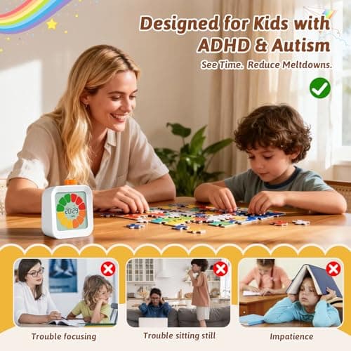 EooCoo Visual Timer for Kids with ADHD & Autism – Digital Countdown with Clear Petal-Style Visual Time Progress, Easy-to-Use Time Management Tool for Calm Transitions, Classroom & Home - Thumbnail 5