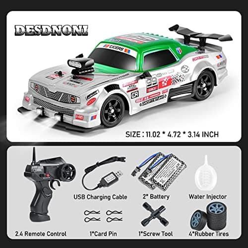 Desdoni RC Drift Car 1:16 Scale 4WD High Speed Remote Control Cars Vehicle 2.4GHz with LED Lights Two Batteries and Drifting Tires Racing Sport Toy Cars for Adults Boys Girls Kids - Thumbnail 6