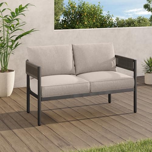 Gand Patio Outdoor Loveseat,Wicker Conversation Set with Thick Cushion for Porch, Garden, Yard - Image 1