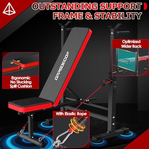 OPPSDECOR 900LBS All in One Weight Bench Set with Squat Rack Adjustable Workout Bench with Leg Developer Preacher Curl Rack Fitness Strength Training Bench for Home Gym - Thumbnail 2
