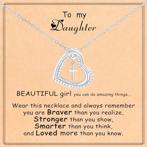 GLEZZA First Communion Gifts for Teens,Cross Necklace for Daughter Baptism First Communion Confirmation Graduation Easter Jewelry Gifts - Image 1