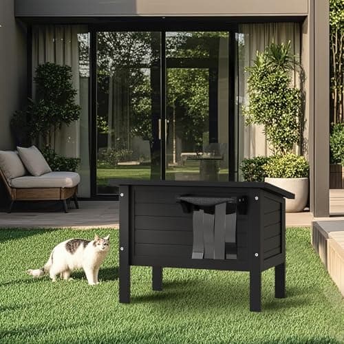 Weatherproof Outdoor Cat House, Feral Cat Shelter, 100% Insulated Foam, Solid Wood, Large Size for Multiple Cats, 24.8" L x 16.1" W x 18.9" H - Thumbnail 5