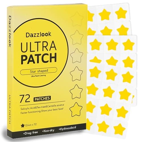 Dazzlook Yellow Star Shaped Pimple Patch with Salicylic Acid, Hydrocolloid Pimple Stickers for Blemish Care, 72 Count, Fashion Blemishes Patches