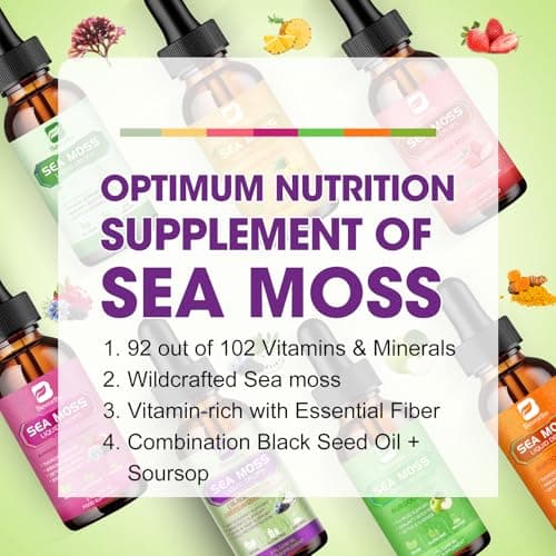 Sea Moss Liquid Drop - Black Seed Oil & Irish Sea Moss Gel with Ashwagandha, Soursop Bitters, Burdock Root, Bladderwrack, Elderberry, 6X Stronger Seamoss Supplment for Immune, Gut Health, Hair Support - Thumbnail 6