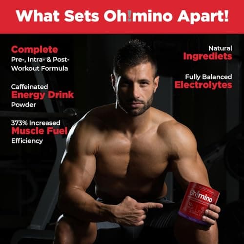 Oh!mino Essential Amino Acids Supplement Drink Powder, Berry Blast, Caffeinated Powder, All 9 EAAs, BCAAs and The Perfect Amino for Workouts, Amino Energy, and to Build Muscle, and Recover Faster - Thumbnail 6
