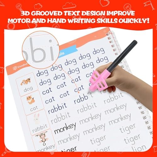 Lumikidz Magic Grooved Writing Practice for Kids Ages 3–5 - Reusable Grooved Writing Books for Kids 3–5 - Handwriting Practice for Kids 5–7 - Preschool Tracing Books & Learning Activities - Thumbnail 4