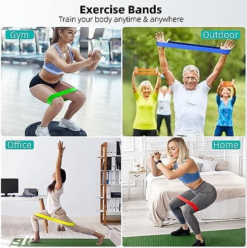 Resistance Bands for Working Out, 5-Pack Elastic Exercise Bands for Strength Training, Stretching, Workout; Home Gym Equipment for Women Men, Pilates Yoga Physical Therapy, Leg Glute Arm Exercise Kit - Thumbnail 3