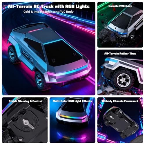 Remote Control Car, 1:24 Scale Pick-up RC Truck, 2WD High Speed All Terrain Off-Road Vehicle with Lights & Load Space, 2.4GHz Off-Road Vehicles Kids Gifts for Boys/Girls Age 3+ - Thumbnail 5