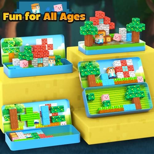 Magnetic Blocks Kids Travel Toys with Portable Metal Tin – Montessori Building Blocks STEM Magnet Magnetic Tiles Toddler Kids Toys for 3+ Year Old Boys & Girls, Classroom Must Haves Creative Gift - Thumbnail 5