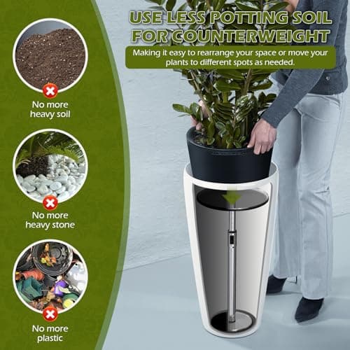 Hazztoll Adjustable Plant Risers for Inside Pot, Planter Insert for Large ​Container​, 19.5-32'' Rise Filler Riser of Tall Flower Bed, Metal Lift Insert for Tall Taper (6 “8“10” Base or Top) - Thumbnail 6