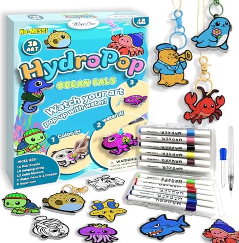 WurLoo 3D Art Kit - Aqua Puffs Ocean Panl, Easter Basket Stuffers, Magic Foam Texture Painting Kit, Mess-Free Craft for Kids, Creative & Travel Toy for Girls & Boys Ages 4-10 - Image 1