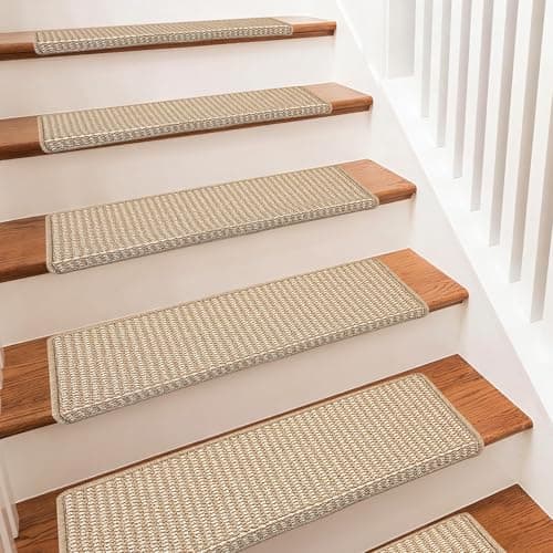 Bullnose Carpet Stair Treads, 14Pack - 29.5"x9.5"x1.5" Stair Treads Non-Slip for Wooden, Peel and Stick Stair Runner, Edging Stair Protectors, Pet Friendly, Washable (14, Two-Tone)