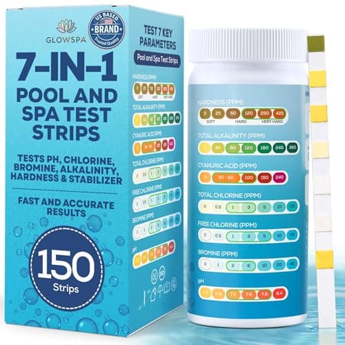 7-in-1 Pool Test Strips - 150pcs Quick, Accurate Spa Test Strips for Hot Tub & Swimming Pools - Chlorine, Bromine, pH, Cyanuric Acid & Water Hardness Test kit. - Image 1