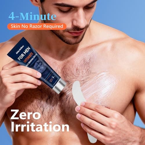Painless Hair Removal Cream for Men, Intimate & Body Depilatory Cream for Male Grooming, Quick Hair Dissolving, Moisturizing Gentle Formula with Seaweed Extract, 100ml (1pcs) - Thumbnail 3