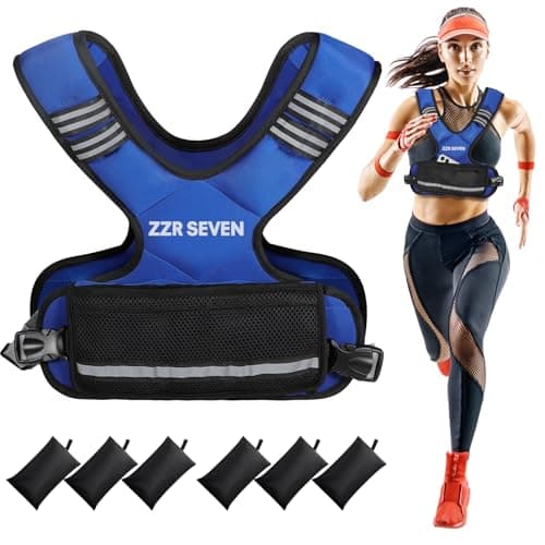 ZZR SEVEN Weighted Vest for Women and Men, 4-10lbs/11-20lbs Adjustable Weighted Vest with 6 Iron Sand Weights, Running Vest for Strength Training, Workout, Running, Fitness, Weight Loss (Blue, 11-20lb) - Image 1