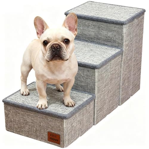 Dog Stairs with Storage, 3-Step Pet Stairs for Small & Medium Dogs and Cats, Dog Steps for Bed, Detachable & Reconfigurable Design, Anti-Slip Steps, Sturdy 132lbs Support, Ideal for Bed, Sofa & Window - Image 1