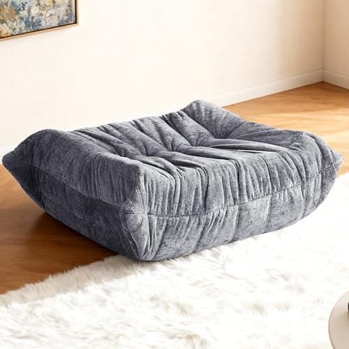Kasunpul Bean Bag Ottoman, Memory Foam Lazy Bean Bag Sofa, Foot Rest Fireside Chair for Living Room, Bedroom, Dorm, Office(Dark Grey) - Image 1