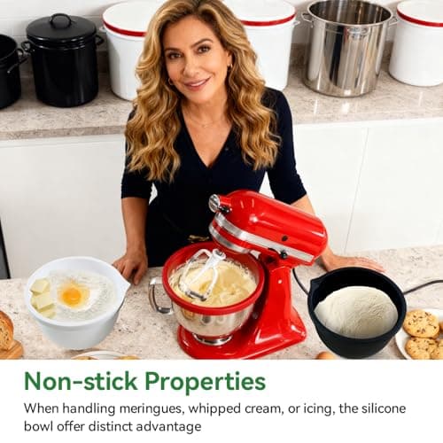 Silicone Liners for KitchenAid 5 Qt Tilt-Head Stand Mixer(Only), Odourless,Thicker, Cold/Heat-Resistant & Non-Stick, Easy Clean, Fits 5 Quart Mixing Bowl, Set of 3 with Lids - Thumbnail 5