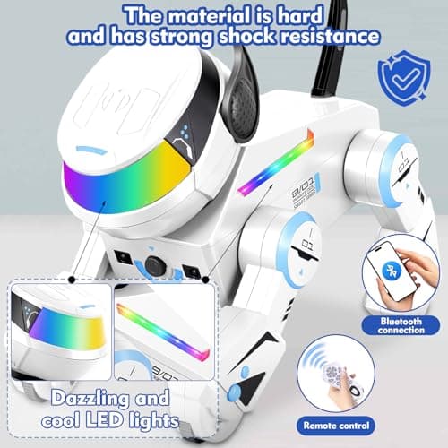 Blorkbuy Smart Robot Dog for Kids,Interactive Robotic Puppy,Touch Sensor,Programmable Actions, Dancing &Singing, LED Eyes, Rechargeable Battery, Gift for Boys & Girls Ages 6-12 (White) - Thumbnail 4