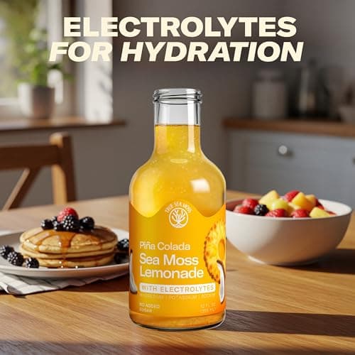True Sea Moss Pina Colada Sea Moss Electrolyte Lemonade – Tropical Pineapple & Coconut Hydration Drink – No Added Sugar with Sea Moss & Electrolytes – 4 x 12 fl oz Bottles – Made in USA - Thumbnail 6