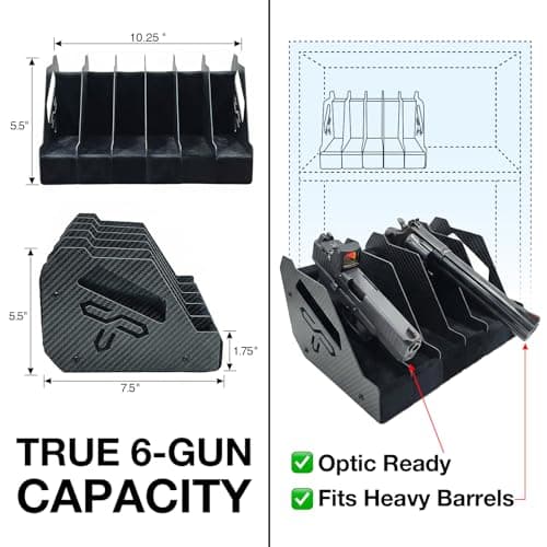 Shapakine Real Carbon Fiber 6-Slot Pistol Rack for Gun Safe - Ultra-Lightweight & Rigid Handgun Organizer - Premium EVA Foam Anti-Scratch Firearm Holder for Cabinet & Display Gun Storage Solutions - Thumbnail 4