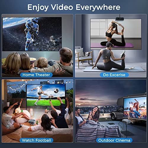 Projector with 5G WiFi and Bluetooth Native 1080P 4K Support, Outdoor Movie Projector with Screen, Portable Home Theater Projector for iOS/Android/TV Stick/Laptop/HDMI/USB - Thumbnail 5