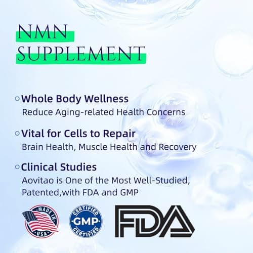 AOVITAO NMN Supplement 500mg Ultra Pure 99.8% | Stabilized Form | Supports NAD+ Production, Cellular Health & Healthy Aging | 60 Capsules - Thumbnail 3