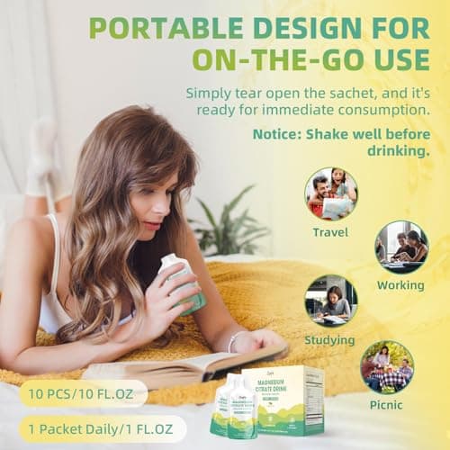 Magnesium Citrate Drink Supplement,Magnesium Drink with Bromelain,Vitamin,Zinc and Sodium for Zzz and Gut Support - Thumbnail 4