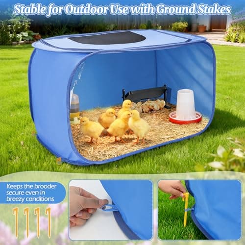 YIBOBO Chicken Brooder Box for Chicks, Pop Up Chick Brooder Kit with Clear Window, Waterproof Mat & Storage Bag, Square Indoor Outdoor Baby Chicken Starter Kit - Thumbnail 6