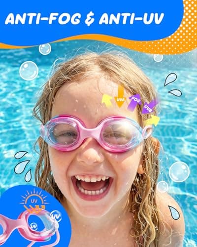 Aegend Swim Goggles for Kids Age 3-8 (Pink) - Thumbnail 4