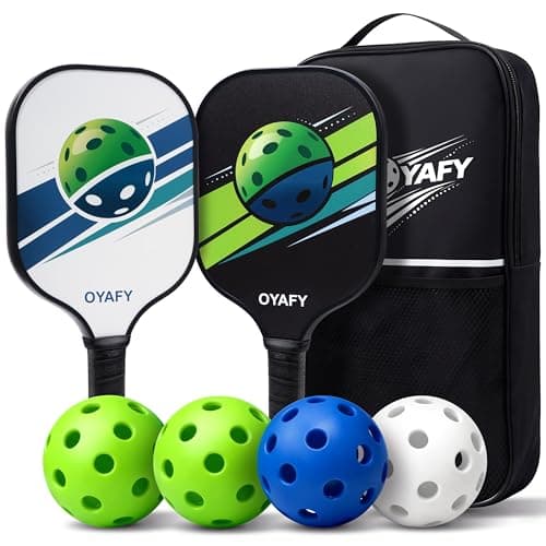 Pickleball Paddles Set of 2, Fiberglass Pickleball Set with Pickleball Rackets 2 Pack, 4 Indoor Outdoor Balls and Carry Bag, Pickle Ball Set for Beginners, Families, Men Women & Intermediate Players - Image 1