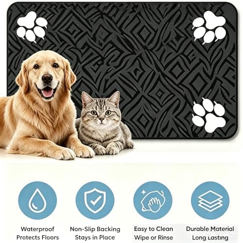 Cat Food Mat 24"x16" Pet Feeding Mats Absorbent Dog Eating Mat for Food and Water,Easy Clean Dog Mats Puppy Supplies Accessories Floor Protection - Thumbnail 3