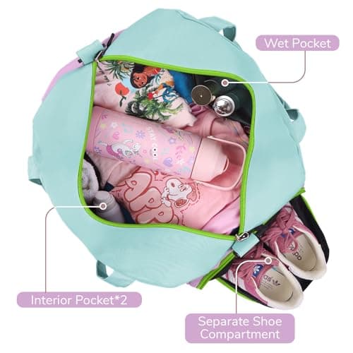 WOOMADA Travel Duffle Bag, Weekend Bag with Wet Pocket & Trolley Sleeve, Overnight Duffel(blue&purple) - Thumbnail 5