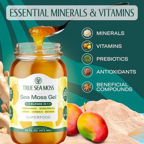 TrueSeaMoss Sea Moss Gel – Made in USA – 5-in-1 Formula – Wildcrafted Seamoss, Ashwagandha & Jarred Vegetables – Ashwagandha, Pack of 1 (Labels may Vary) - Thumbnail 5