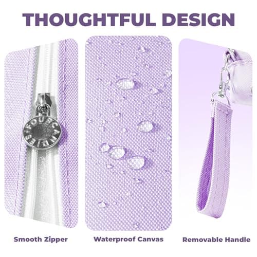 Four Candies Puple Pencil Case 3 Compartment Pouch, Large Pencil Case for School, Girls, Teen Boys, Women, Puple, Removable Handle & Zipper, Cute Pencil Bag for Office, College - Thumbnail 6
