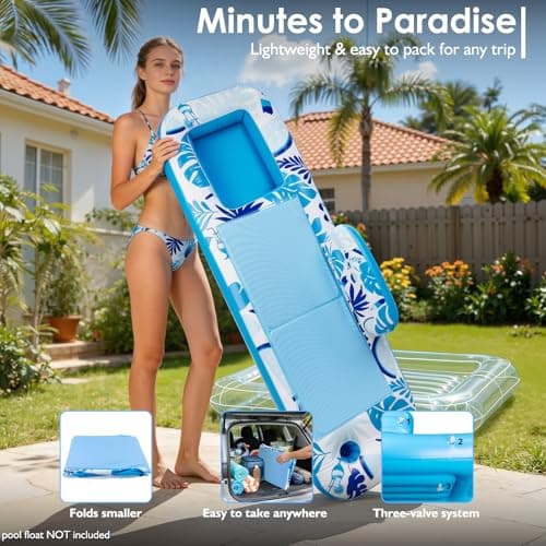 Inflatable Tray for Tanning Pool Float – 61" L x 18" W Extra Large Tray with Non-Slip and Cooler Container, Designed for Sunbathing Bed, Tanning Lounge & Water Blow Up, Ball Pit, Party Gifts - Thumbnail 4
