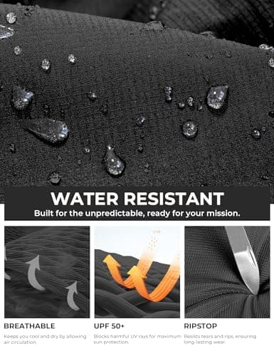 MOURCE Cargo Tactical Pants for Men - Breathable Work Pants for Men with 10 Pockets, Black 32 - Thumbnail 3