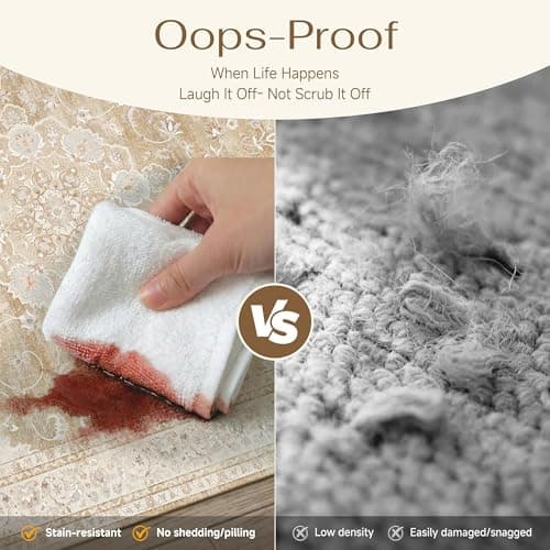 HUGEAR Entryway Machine Washable Area Rugs 2x3 Vintage Beige Brown Small Neutral Style Non Slip Stain Resistant Low Pile Throw Carpet for Hallway Kitchen Retro Aesthetic Modern Decor - Thumbnail 5