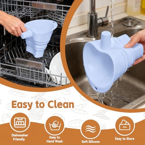 Flour Funnel for Kitchen Aid Mixer - Stand Mixer Attachment Compatible with (KSM150) 4.5-5 Qt Tilt-Head Mixers,Easy Pour Anti-Splash Baking Tool, Dishwasher Safe, for Egg Liquid and Both Flour -Blue - Thumbnail 6